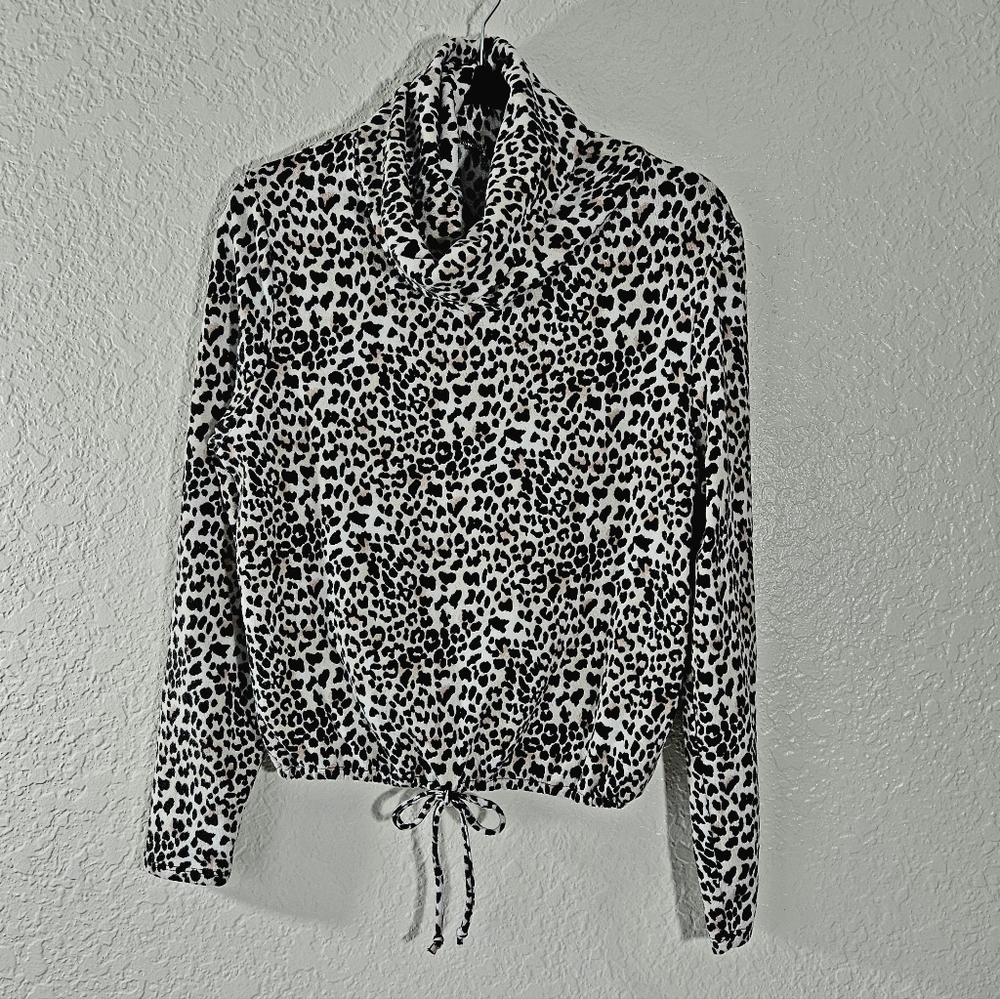 Cure Animal Print Cowl Neck Pullover Shirt